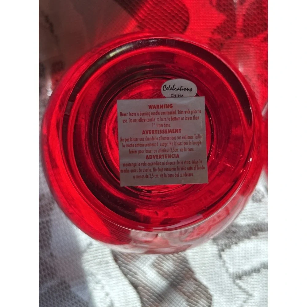 Set Of 2 Celebrations Red Candle‎ Holders Vases by Crystal Clear Industries
